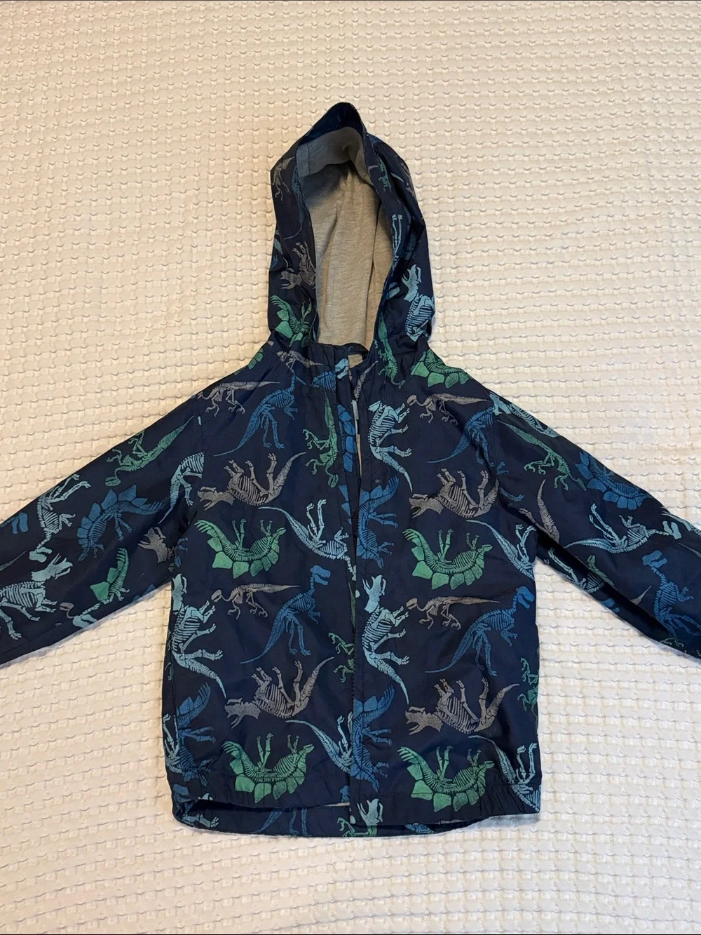 GAP Navy Hooded Kids Raincoat with Blue & Green Dinosaurs
